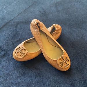 Tan Tory Burch Ballet Flats